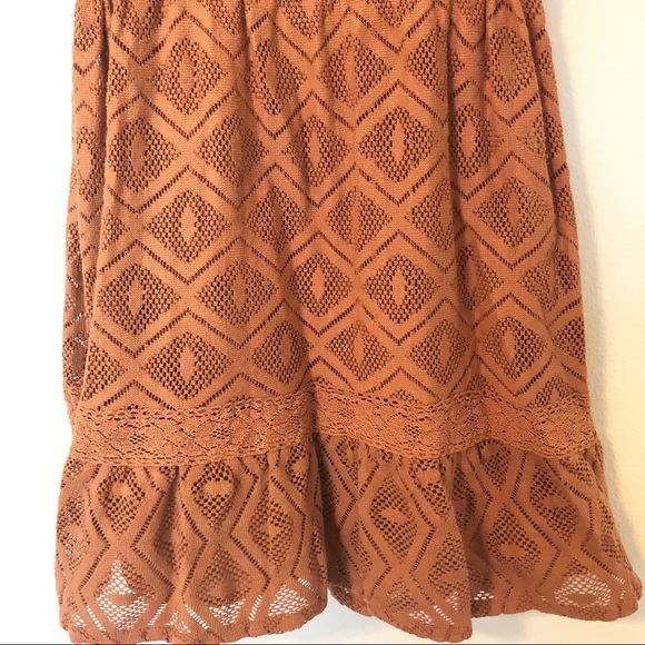 Angie Boho Burnt Orange Lace Overlay Dress - Picture 3 of 7